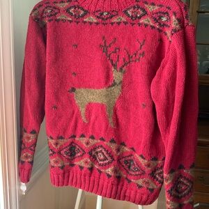 Eddie Bauer Red Knitted Sweater linen cotton mock neck